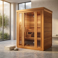 AuroraTherm Cedar Indoor Sauna — Studio Shot